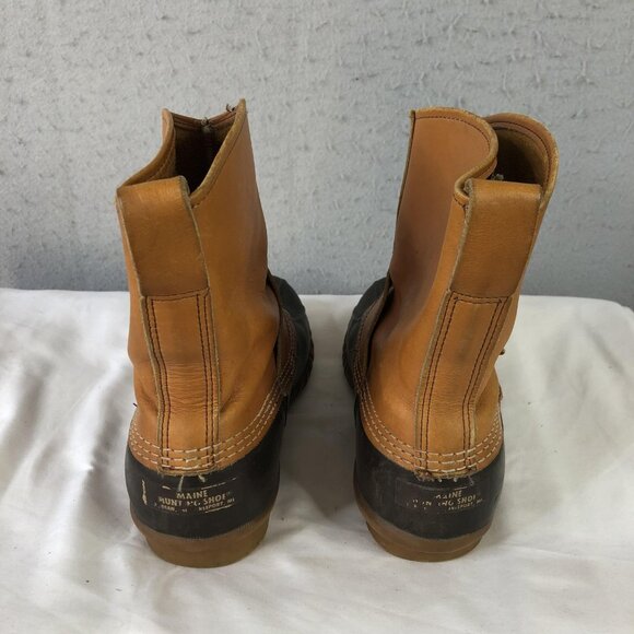 LL Bean Maine Hunting Shoe Boots Mens Size 8 Tan Brown Leather Duck Made USA - Picture 12 of 16